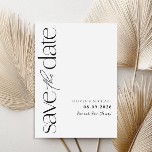 Minimalistische Schwarz-Weiß-Hochzeit Save The Date