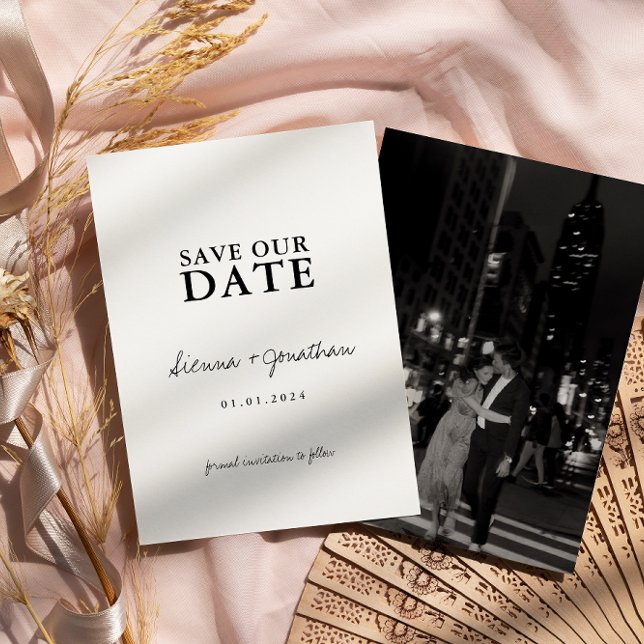 Minimalistische Schwarz-Weiß-Hochzeit Save The Date (Von Creator hochgeladen)