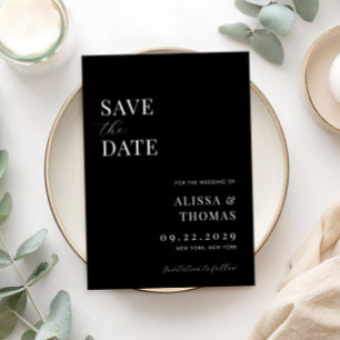 Minimalistische Schwarz-Weiß-Hochzeit Save The Date