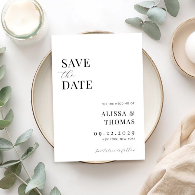 Minimalistische Schwarz-Weiß-Hochzeit Save The Date (Von Creator hochgeladen)