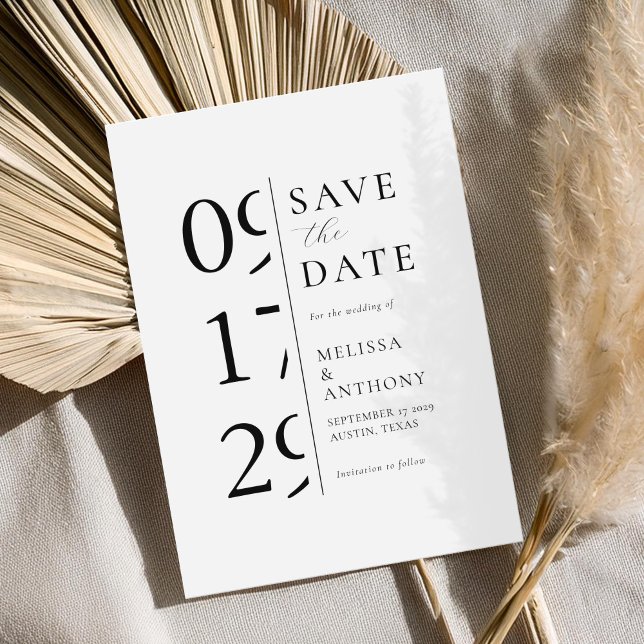 Minimalistische Schwarz-Weiß-Hochzeit Save The Date (Von Creator hochgeladen)