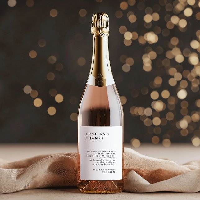 Minimalistische Schwarz-Weiß-Hochzeit Weinetikett (Von Creator hochgeladen)