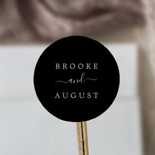 Minimalistische Schwarz-Weiß-Hochzeiten-Umschlag A Runder Aufkleber