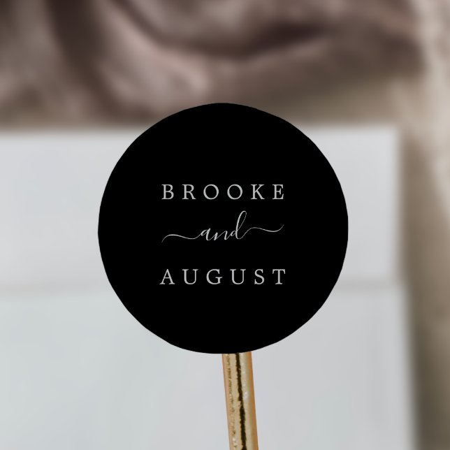 Minimalistische Schwarz-Weiß-Hochzeiten-Umschlag A Runder Aufkleber (Von Creator hochgeladen)