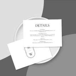 Minimalistische Schwarz-Weiß-Hochzeitsdetails Begleitkarte