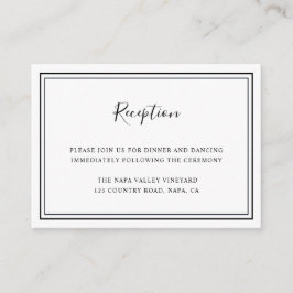 Minimalistische Schwarz-Weiß-Hochzeitsempfehlung Begleitkarte