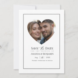 Minimalistische Schwarz-Weiß-Hochzeitsfoto Save The Date