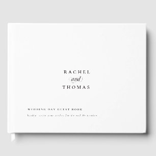 Minimalistische Schwarz-Weiß-Kalligrafie-Hochzeit Gästebuch