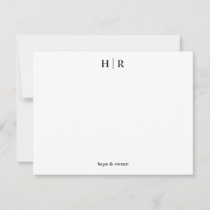 Minimalistische Schwarz-Weiß-Klassiker Monogramm-N Dankeskarte
