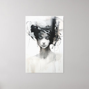 Minimalistische Schwarz-Weiß-Kunst Tranquil Reve Leinwanddruck