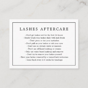 Minimalistische Schwarz-Weiß-Lash-Aftercare-Lashes Visitenkarte