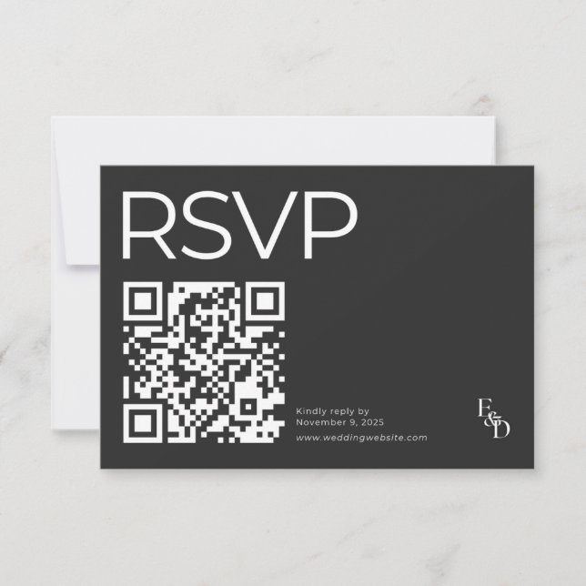 Minimalistische Schwarz-Weiß-Moderne Typografie RSVP Karte (Vorderseite)