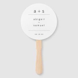 Minimalistische Schwarz-Weiß-Monogramm-Hochzeit Fächer