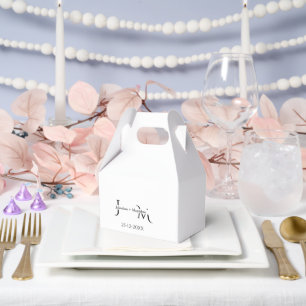 Minimalistische Schwarz-Weiß-Monogramm-Hochzeit  Geschenkschachtel
