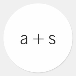 Minimalistische Schwarz-Weiß-Monogramm-Hochzeit Runder Aufkleber