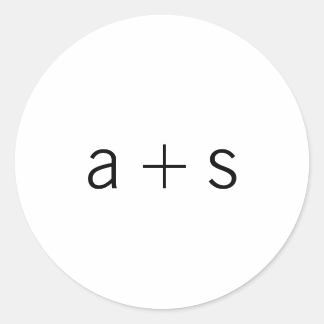 Minimalistische Schwarz-Weiß-Monogramm-Hochzeit Runder Aufkleber (Vorderseite)