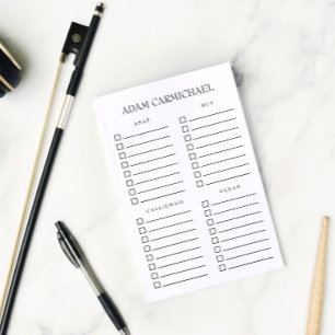 Minimalistische Schwarz-Weiß-Organisierte Dinge zu Post-it Klebezettel