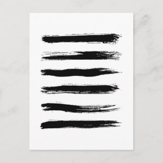 Minimalistische Schwarz-Weiß-Pinselstriche Postkarte