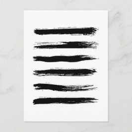 Minimalistische Schwarz-Weiß-Pinselstriche Postkarte