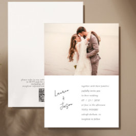 Minimalistische Schwarz-Weiß-QR-Foto-Hochzeit Einladung