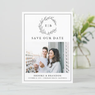 Minimalistische Schwarz-Weiß-QR-Foto-Hochzeit Save The Date