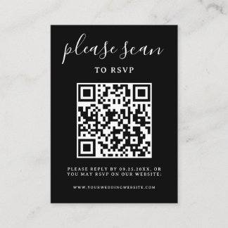 Minimalistische Schwarz-Weiß-QR-Hochzeit Begleitkarte