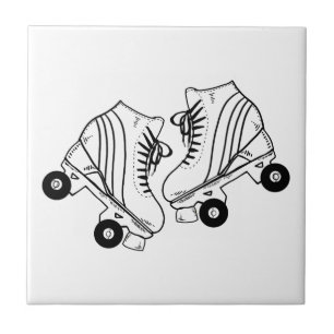 Minimalistische Schwarz-Weiß-Rollschuh-Zeichnung Fliese