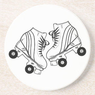 Minimalistische Schwarz-Weiß-Rollschuhe Zeichnung Getränkeuntersetzer