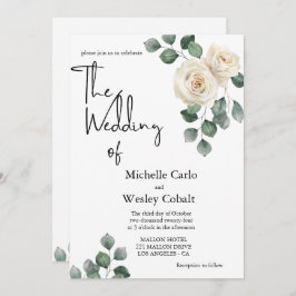 Minimalistische Schwarz-Weiß-Rose Einladung