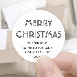 Minimalistische Schwarz/Weiß-Rücksendeadresse Runder Aufkleber