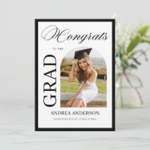 Minimalistische Schwarz-Weiß-Schrift Grad Party Fo