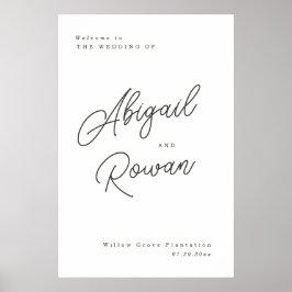 Minimalistische Schwarz-Weiß-Schrift Hochzeits-Wil Poster
