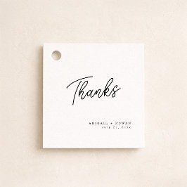 Minimalistische Schwarz-Weiß-Schrift-Hochzeitsguns Geschenkanhänger