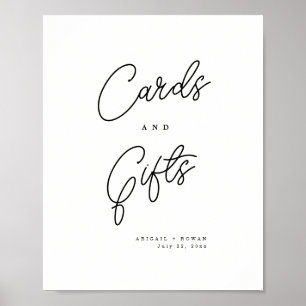 Minimalistische Schwarz-Weiß-Schrift Karten und Ge Poster