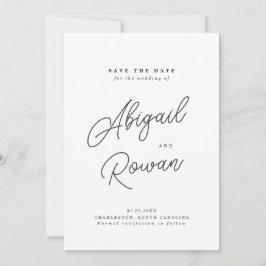 Minimalistische Schwarz-Weiß-Schrift Save-the-Date Einladung