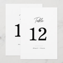 Minimalistische Schwarz-Weiß-Schrift-Tischnummern Einladung