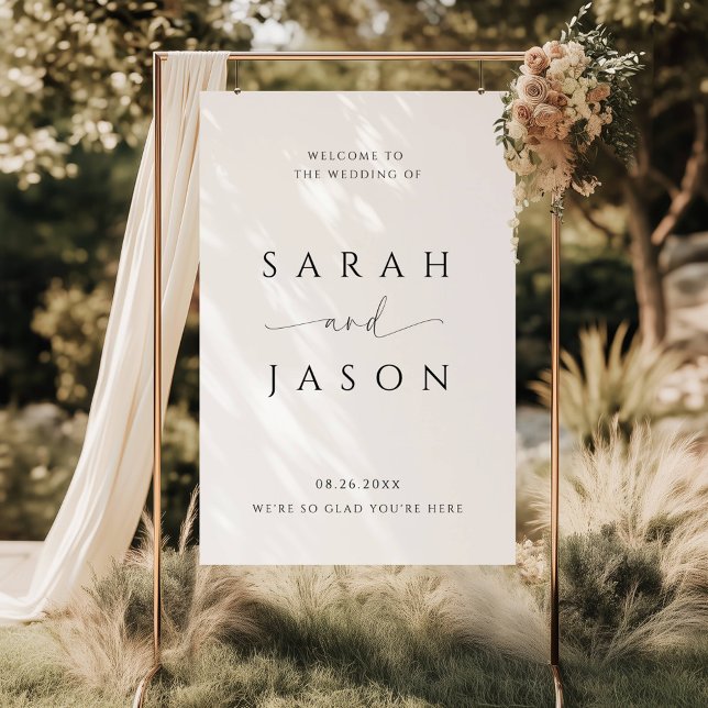 Minimalistische Schwarz-Weiß-Script-Hochzeit willk Poster (Von Creator hochgeladen)