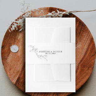 Minimalistische Schwarz-Weiß-Skizzenblütenhochzeit Einladungsbanderole