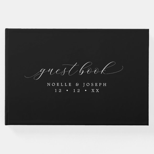 Minimalistische Schwarz-Weiß-Skriptereihen Gästebuch (Vorderseite)