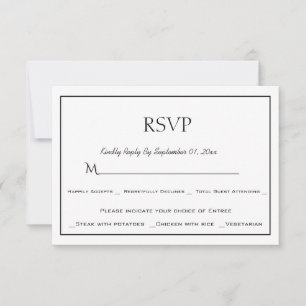 Minimalistische Schwarz-Weiß-Speisekarte RSVP-Kart RSVP Karte