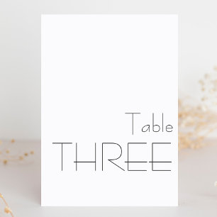 Minimalistische Schwarz-Weiß-Spielerei-Typografie Tischnummer
