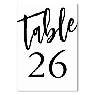 Minimalistische Schwarz-Weiß-Tisch 26 Tischnummer