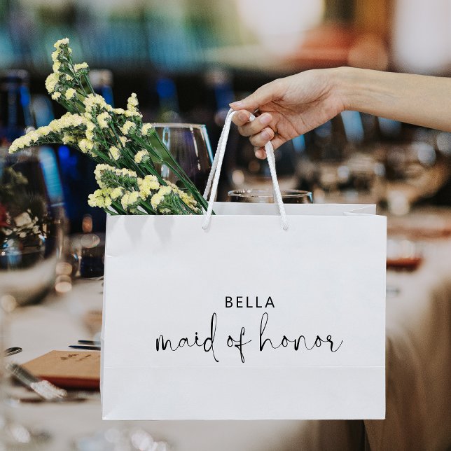 Minimalistische Schwarz-Weiß-Trauzeugin Große Geschenktüte (Von Creator hochgeladen)