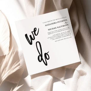 Minimalistische Schwarz-Weiß-Typografie-Hochzeit Einladung