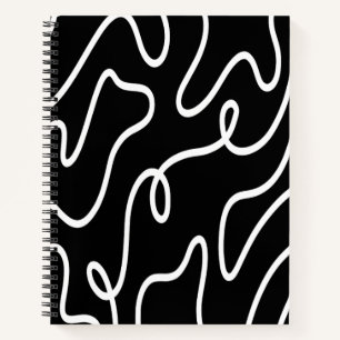 Minimalistische Schwarz-Weiß-Wellentinienkunst Notizbuch