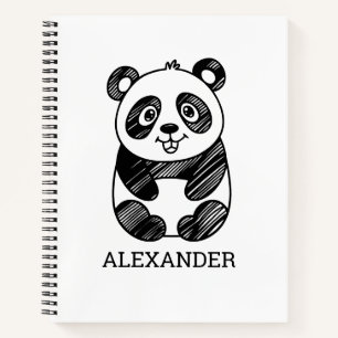Minimalistische Schwarz-Weiß-Zeichnung eines süßen Notizbuch
