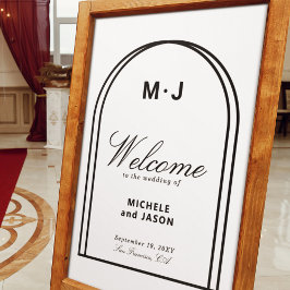 Minimalistische Schwarz-weiße Arch Einfache Begrüß Poster