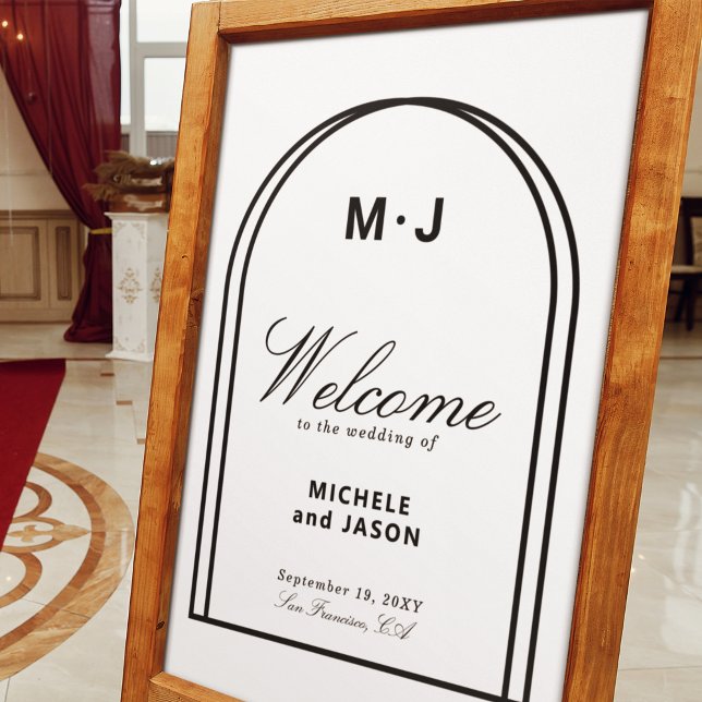 Minimalistische Schwarz-weiße Arch Einfache Begrüß Poster (Von Creator hochgeladen)