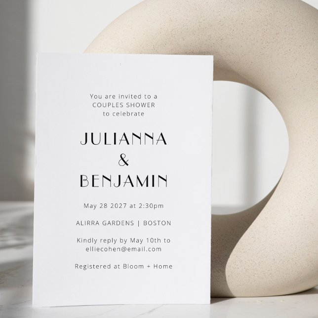 Minimalistische Schwarz-weiße Art Deco Paare Dusch Einladung (Von Creator hochgeladen)