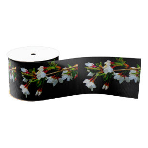 Minimalistische Schwarz-weiße Blüte Kirschblüte Ripsband